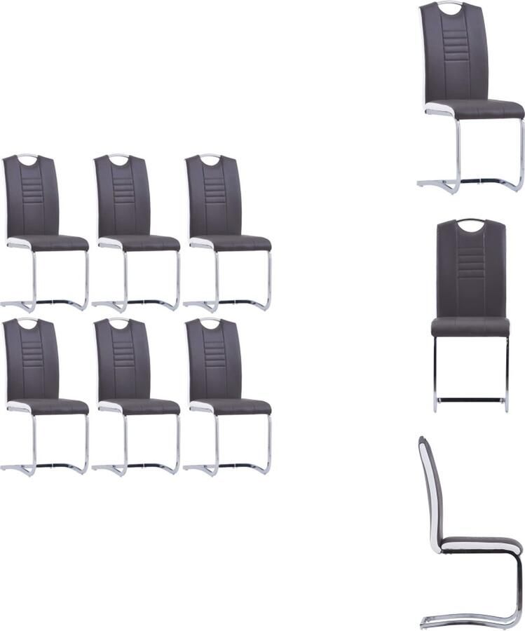 VidaXL Eetkamerstoel Eetkamerstoelen Bijzetstoel Bijzetstoelen Eetkamerstoelen 6 st kunstleer grijs