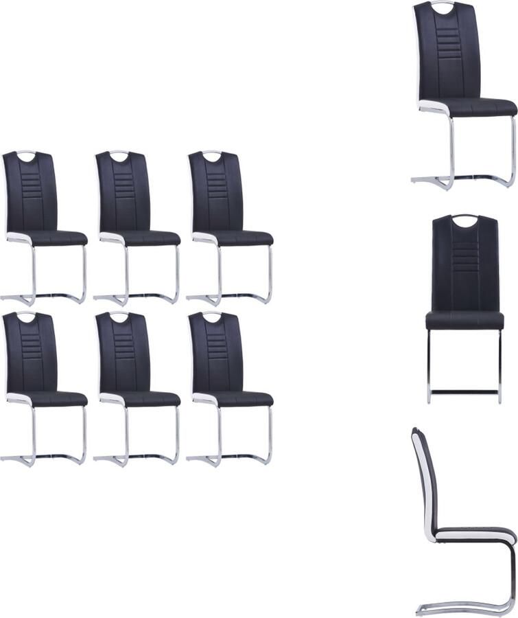 VidaXL Eetkamerstoelenset Zwarte Kunstleren Bekleding Stalen Frame 43 x 55 x 100 cm Set van 6 Eetkamerstoel - Foto 5