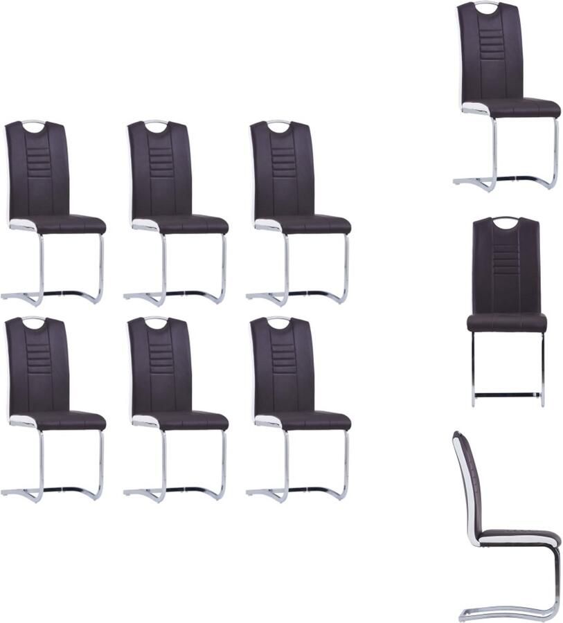 VidaXL Eetkamerstoel Eetkamerstoelen Bijzetstoel Bijzetstoelen Eetkamerstoelen 6 st kunstleer bruin