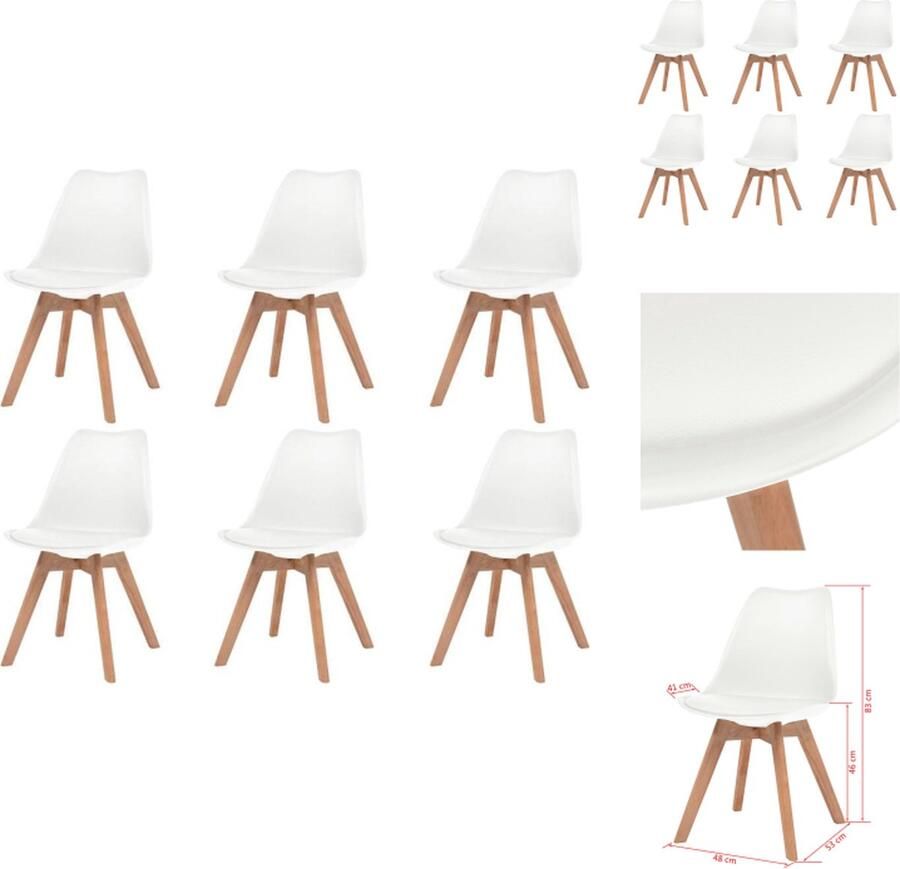 VidaXL Eetkamerstoel Eetkamerstoelen Bijzetstoel Bijzetstoelen Eetkamerstoelen 6 st kunststof wit