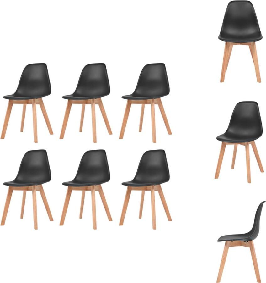 VidaXL eetkamerstoelen zwarte kunststof zitting 46.5 x 47.5 x 83 cm (B x D x H) set van 6 Eetkamerstoel