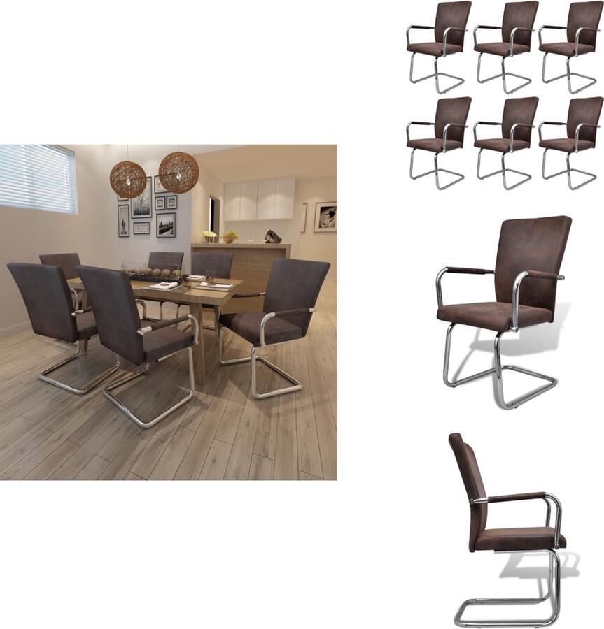 VidaXL Eetkamerstoel Eetkamerstoelen Bijzetstoel Bijzetstoelen Eetkamerstoelen 6 st luchtleer bruin