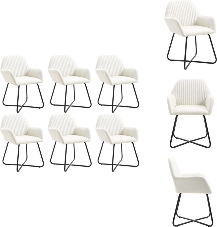 Vida XL vidaXL Eetkamerstoelen 6 st stof crÃ¨mekleurig-VXL-274620 - Foto 4