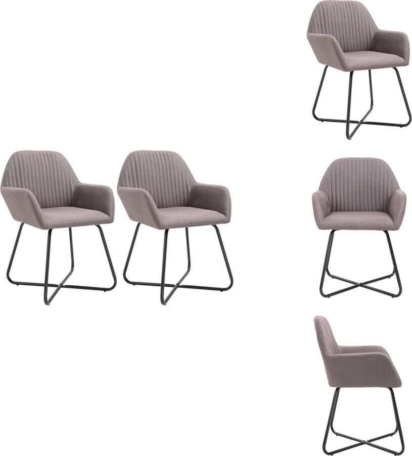 VidaXL Eetkamerstoel Eetkamerstoelen Bijzetstoel Bijzetstoelen Eetkamerstoelen draaibaar 2 st stof taupe