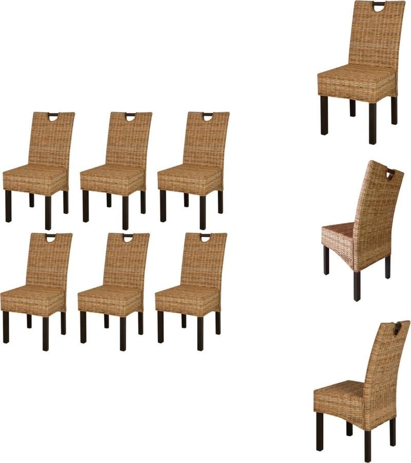 VidaXL Eetkamerstoel Eetkamerstoelen Diner Stoel Diner Stoelen Eetkamerstoel 6 st kubu rattan mangohout - Foto 1