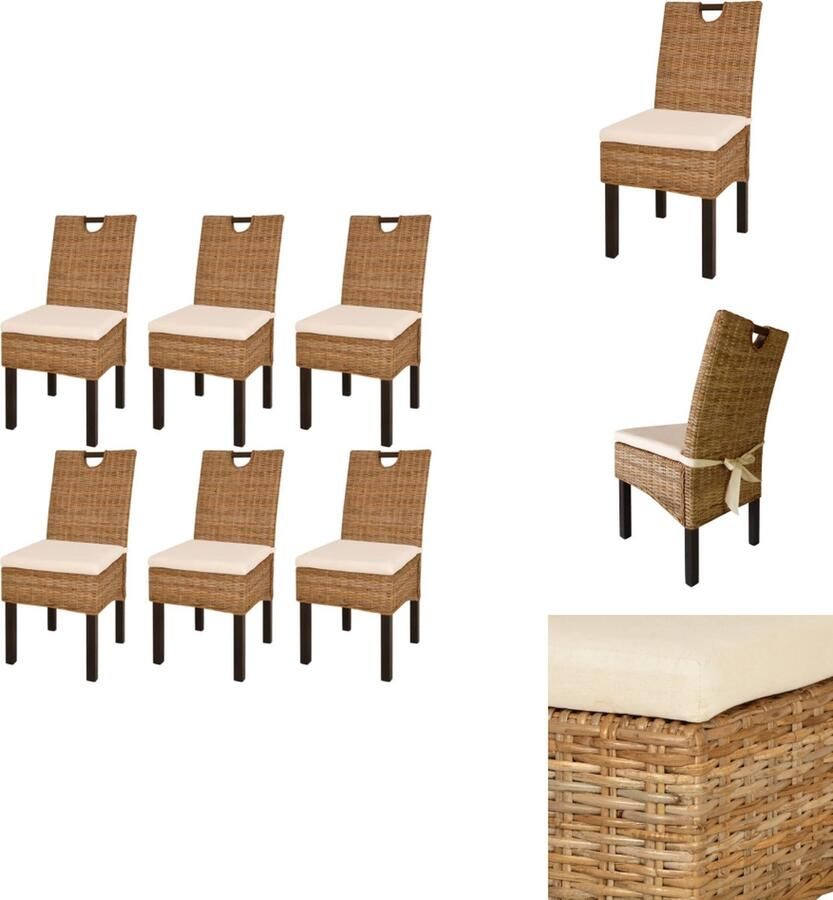 VidaXL Eetkamerstoel Eetkamerstoelen Diner Stoel Diner Stoelen Eetkamerstoel 6 st kubu rattan mangohout