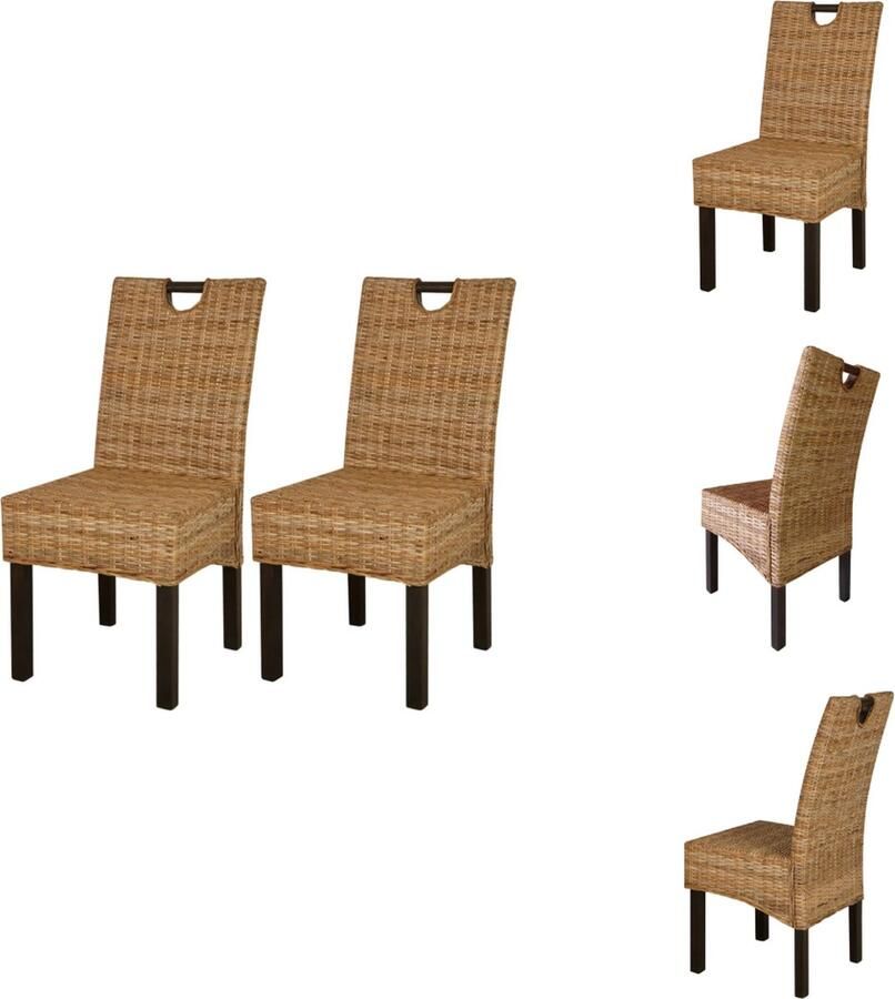 VidaXL Eetkamerstoel Eetkamerstoelen Diner Stoel Diner Stoelen Eetkamerstoel Kubu 2 stuks rattan mangohout