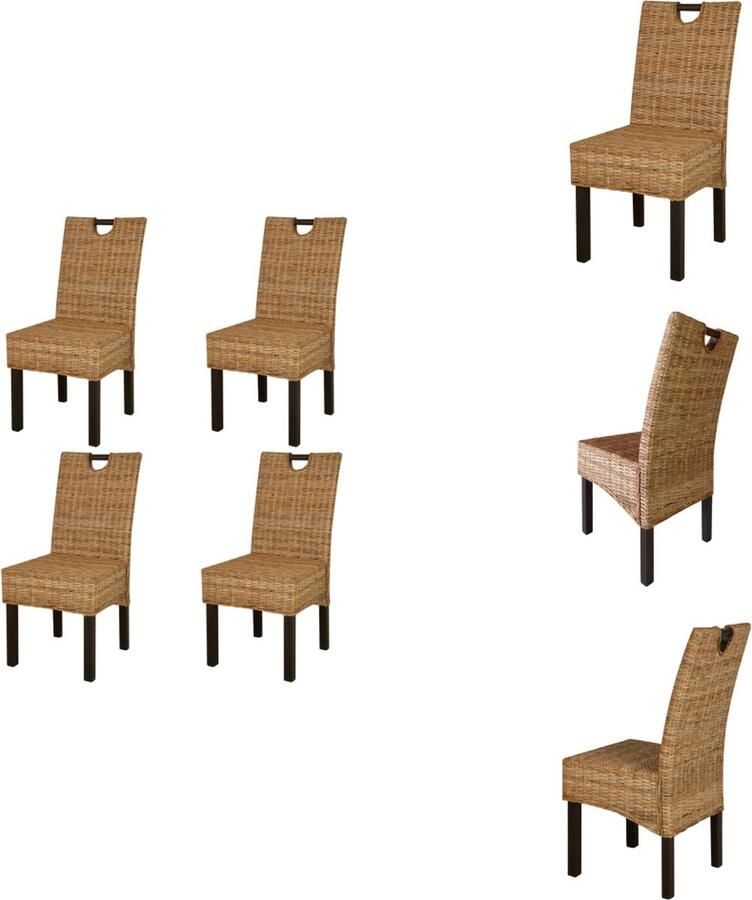 VidaXL Eetkamerstoel Eetkamerstoelen Diner Stoel Diner Stoelen Eetkamerstoelen 4 st kubu rattan mangohout