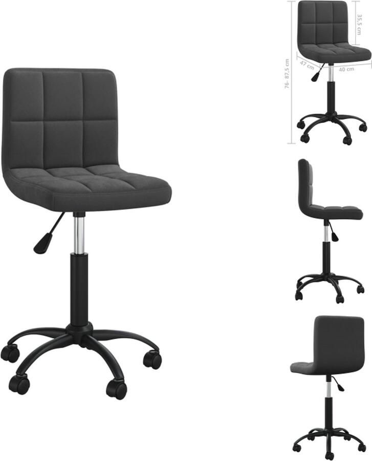 VidaXL Eetkamerstoel Eetkamerstoelen Dinerstoel Dinerstoelen Eetkamerstoel draaibaar fluweel zwart