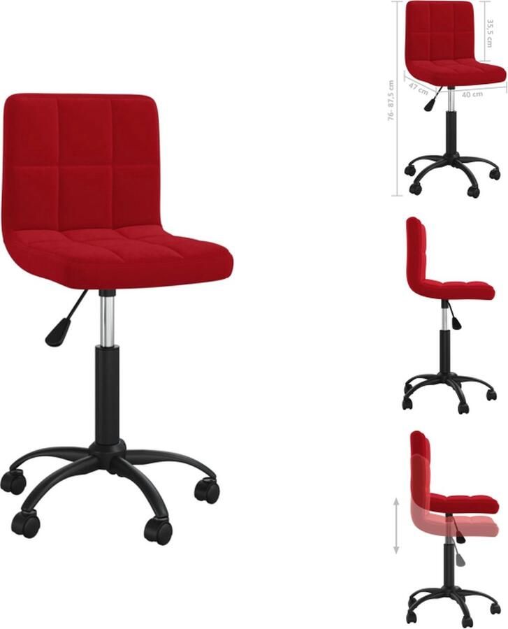 VidaXL Eetkamerstoel Eetkamerstoelen Dinerstoel Dinerstoelen Eetkamerstoel draaibaar fluweel wijnrood