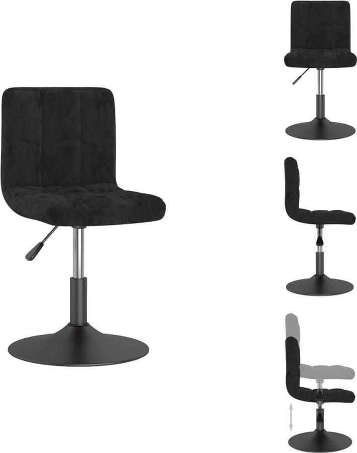 VidaXL Eetkamerstoel Eetkamerstoelen Dinerstoel Dinerstoelen Eetkamerstoel draaibaar fluweel zwart