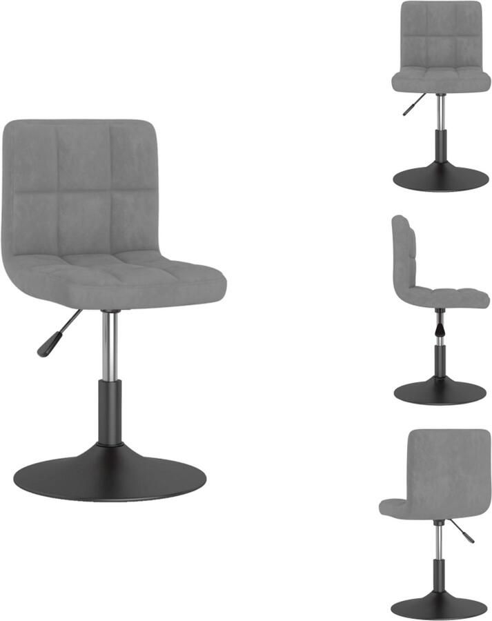 VidaXL Eetkamerstoel Eetkamerstoelen Dinerstoel Dinerstoelen Eetkamerstoel draaibaar fluweel lichtgrijs - Foto 2