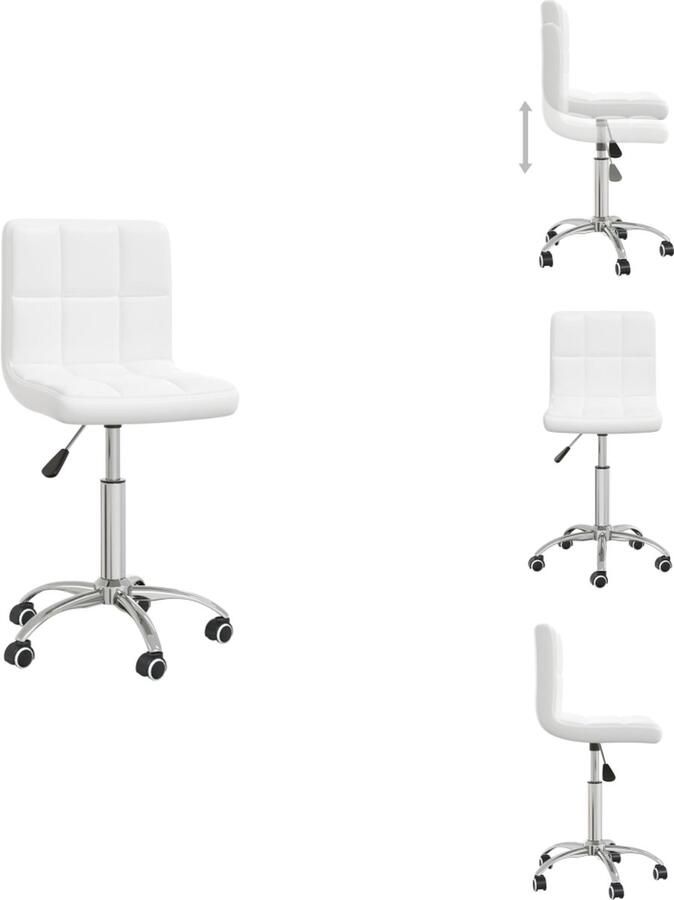 VidaXL eetkamerstoel verstelbaar draaibaar wit kunstleer 40 x 47 x (74.5 86) cm 360 graden draaibaar Eetkamerstoel - Foto 2