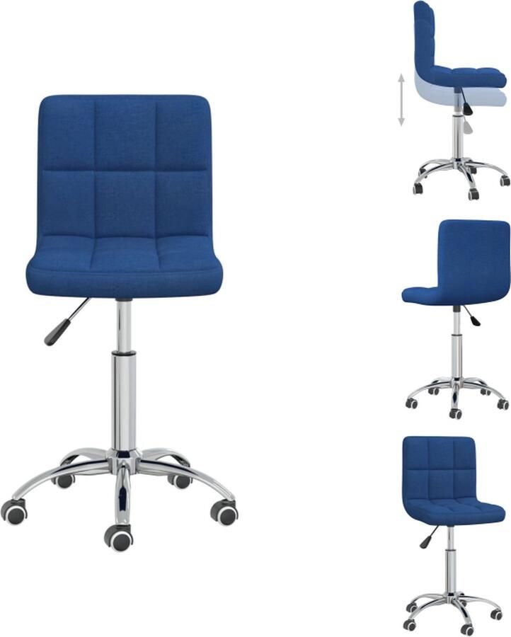 VidaXL Eetkamerstoel draaibaar stof blauw - Foto 2