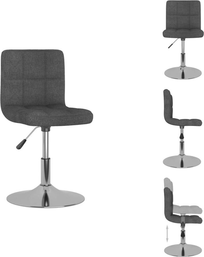 VidaXL Eetkamerstoel Eetkamerstoelen Dinerstoel Dinerstoelen Eetkamerstoel draaibaar stof donkergrijs