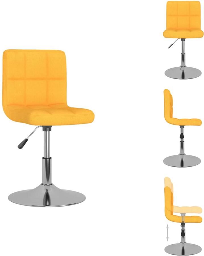 VidaXL Eetkamerstoel Eetkamerstoelen Dinerstoel Dinerstoelen Eetkamerstoel draaibaar stof geel