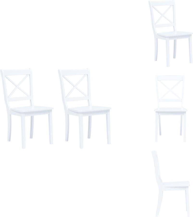 VidaXL Eetkamerstoel Eetkamerstoelen Dinerstoel Dinerstoelen Eetkamerstoelen 2 st massief rubberwood wit