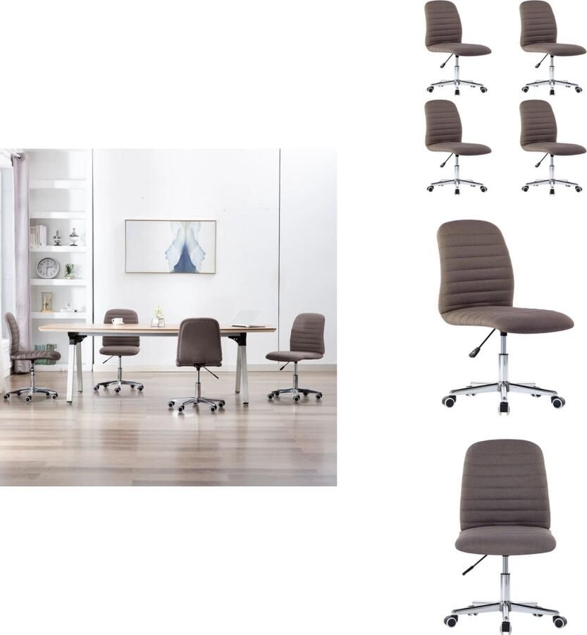 VidaXL Eetkamerstoel Eetkamerstoelen Dinerstoel Dinerstoelen Eetkamerstoelen 4 st draaibaar stof taupe