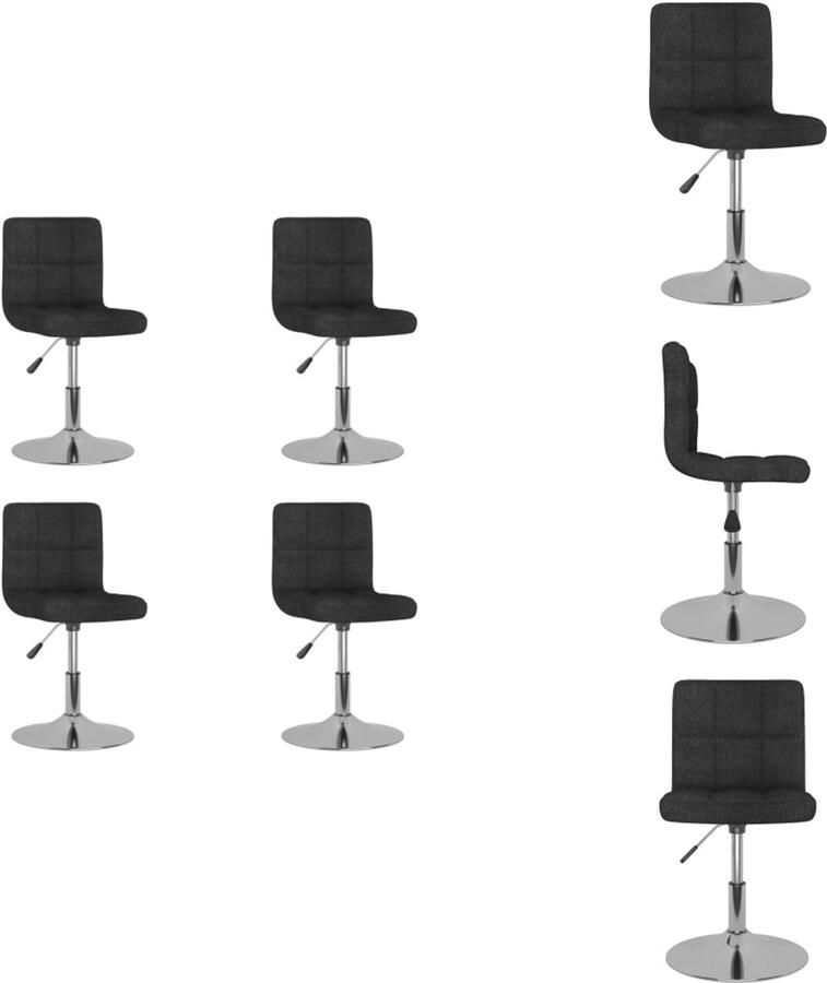 VidaXL Eetkamerstoel Eetkamerstoelen Dinerstoel Dinerstoelen Eetkamerstoelen 4 st draaibaar stof zwart