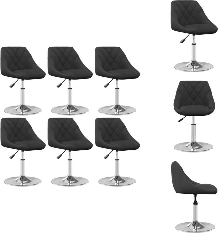 VidaXL Eetkamerstoel Eetkamerstoelen Dinerstoel Dinerstoelen Eetkamerstoelen 6 st draaibaar fluweel zwart
