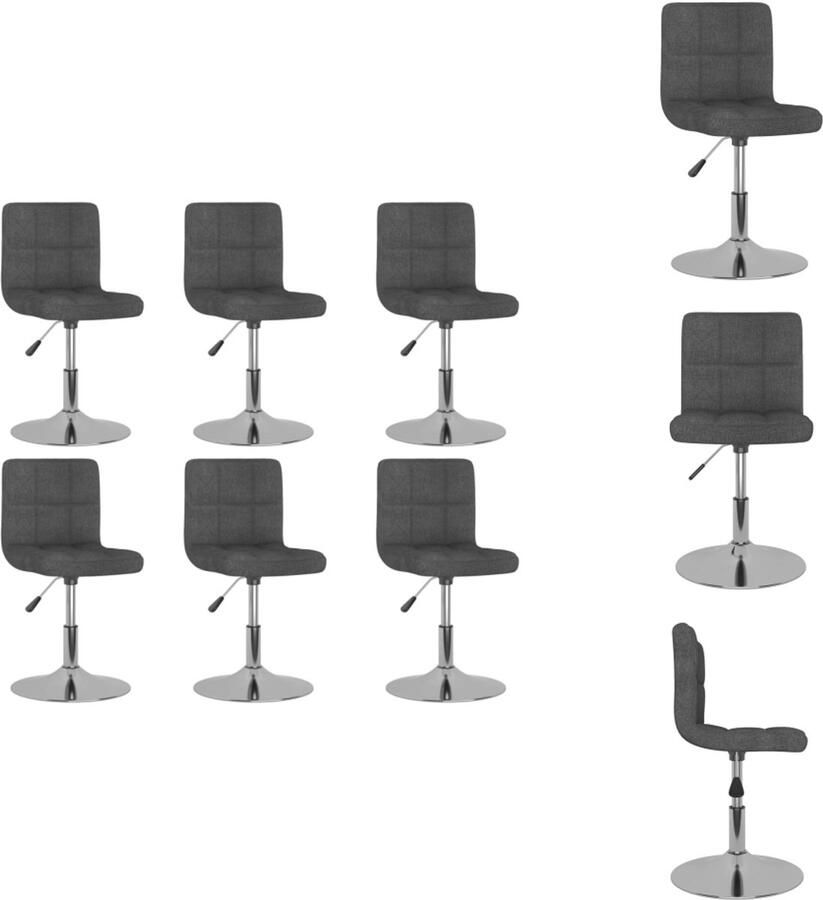 VidaXL Eetkamerstoel Eetkamerstoelen Dinerstoel Dinerstoelen Eetkamerstoelen 6 st draaibaar stof donkergrijs