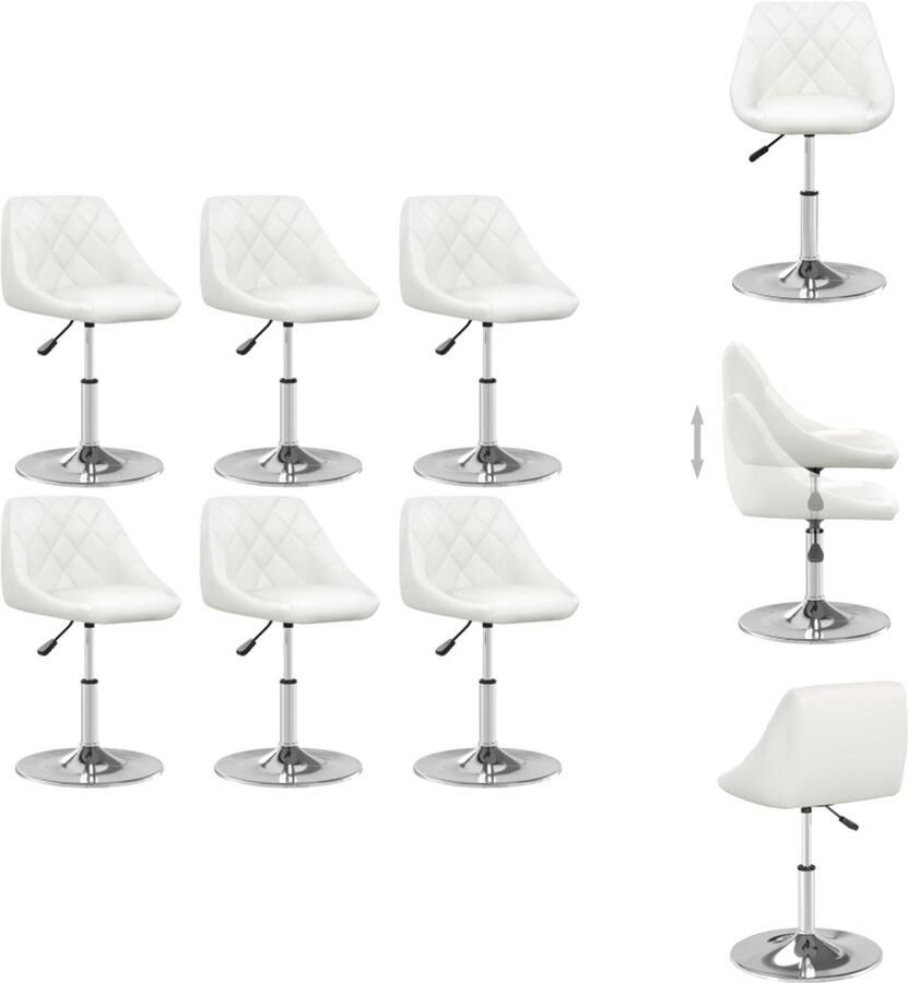 The Living Store Eetkamerstoelen 6 st kunstleer wit Eetkamerstoel Keukentool Dining Chair Salontafel Modern Meubilair - Foto 2