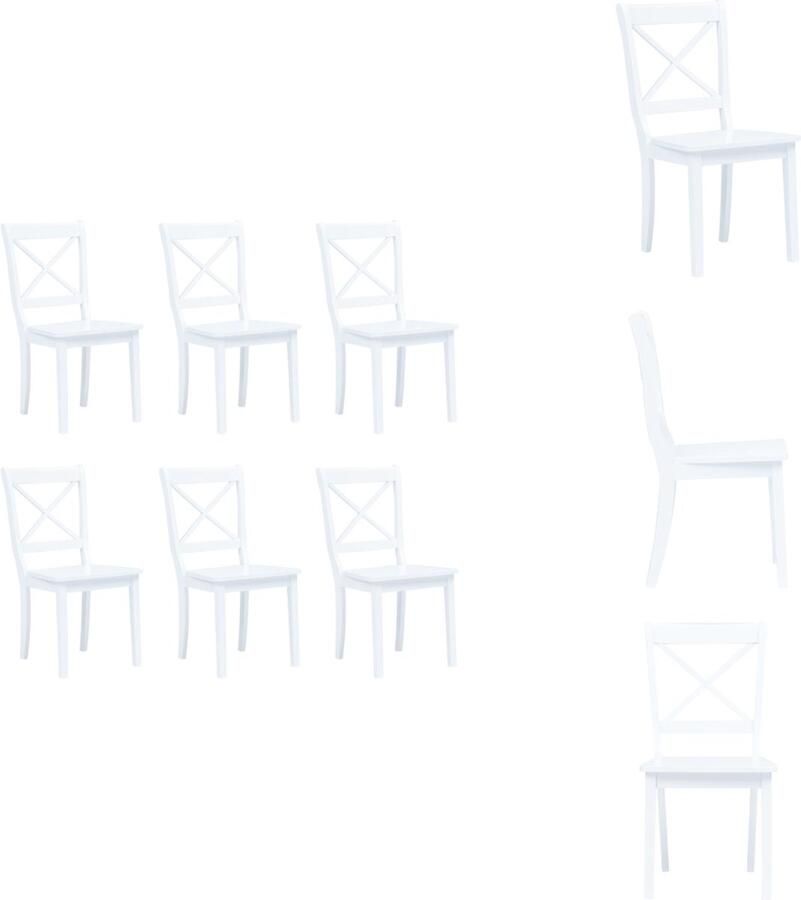 VidaXL Eetkamerstoel Eetkamerstoelen Dinerstoel Dinerstoelen Eetkamerstoelen 6 st massief rubberwood wit