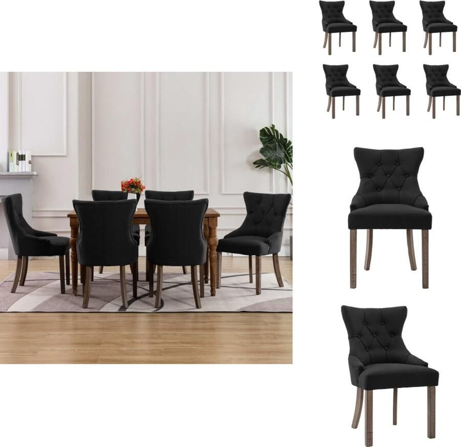 VidaXL Eetkamerstoel Eetkamerstoelen Dinerstoel Dinerstoelen Eetkamerstoelen 6 st stof zwart