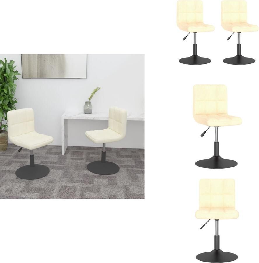 VidaXL Eetkamerstoel Eetkamerstoelen Dinerstoel Dinerstoelen Eetkamerstoelen draaibaar 2 st fluweel crèmekleurig