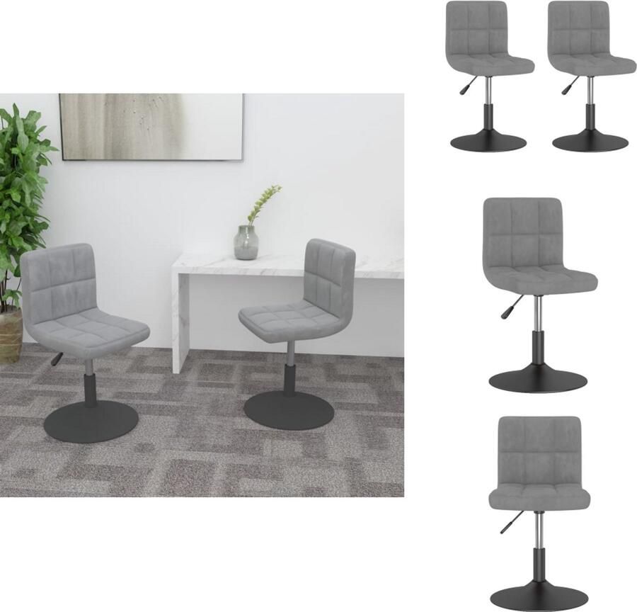 VidaXL Eetkamerstoel Eetkamerstoelen Dinerstoel Dinerstoelen Eetkamerstoelen draaibaar 2 st fluweel lichtgrijs