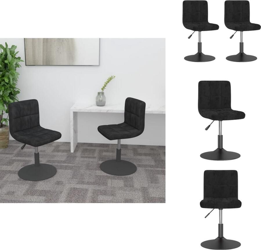VidaXL Eetkamerstoel Eetkamerstoelen Dinerstoel Dinerstoelen Eetkamerstoelen draaibaar 2 st fluweel zwart