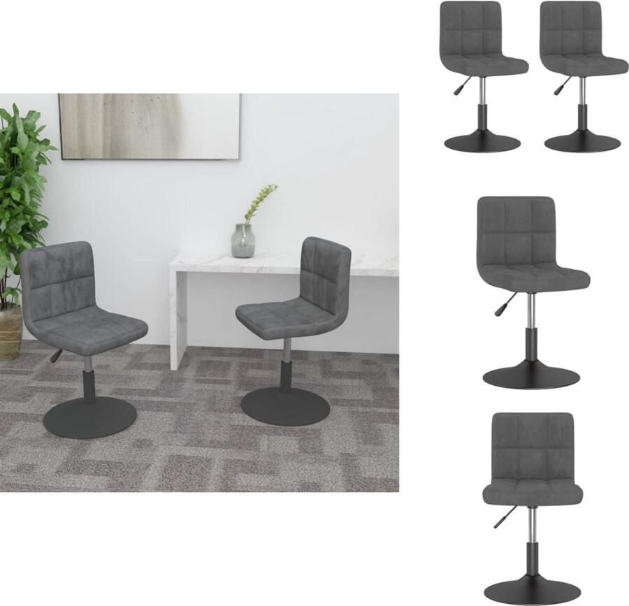 VidaXL Eetkamerstoel Eetkamerstoelen Dinerstoel Dinerstoelen Eetkamerstoelen draaibaar 2 st fluweel donkergrijs