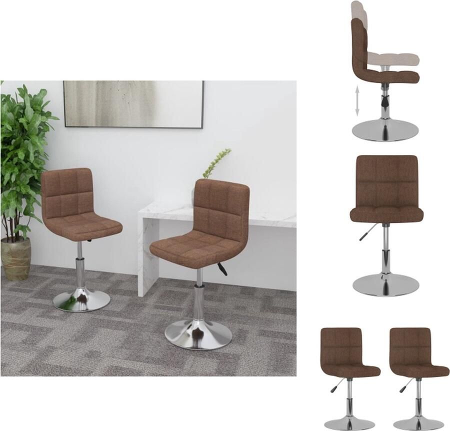 The Living Store Eetkamerstoelen Bruin 40 x 43 x (71-85.5) cm Draaibaar Eetkamerstoelen Stoffen Meubels Bruine Meubels Draaiende Stoelen Comfortabele Stoelen