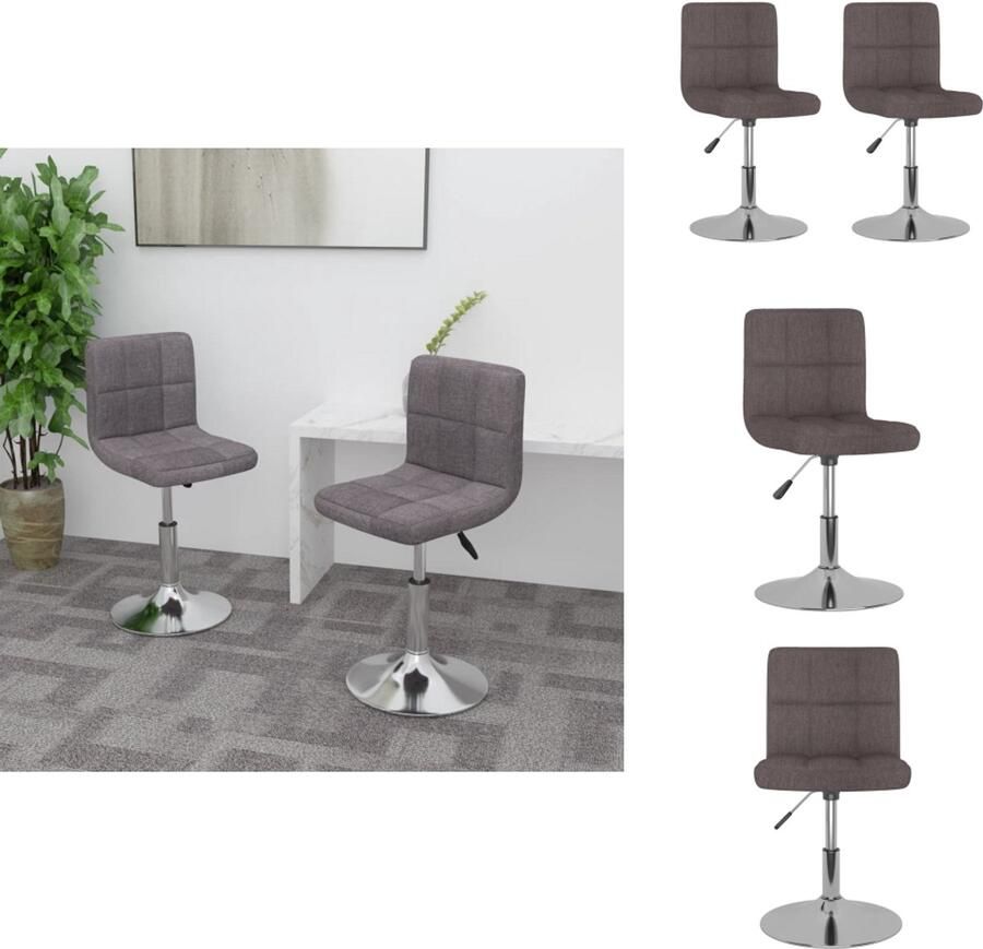 VidaXL Eetkamerstoel Eetkamerstoelen Dinerstoel Dinerstoelen Eetkamerstoelen draaibaar 2 st stof taupe - Foto 2