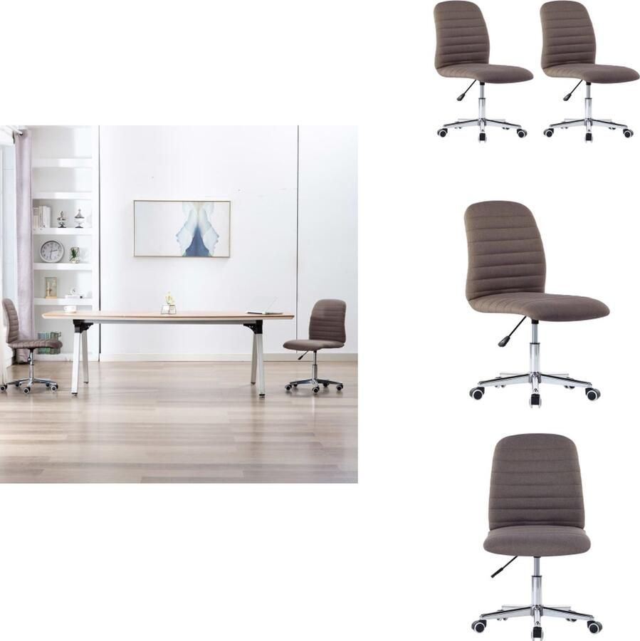 VidaXL Eetkamerstoel Eetkamerstoelen Dinerstoel Dinerstoelen Eetkamerstoelen draaibaar 2 st stof taupe