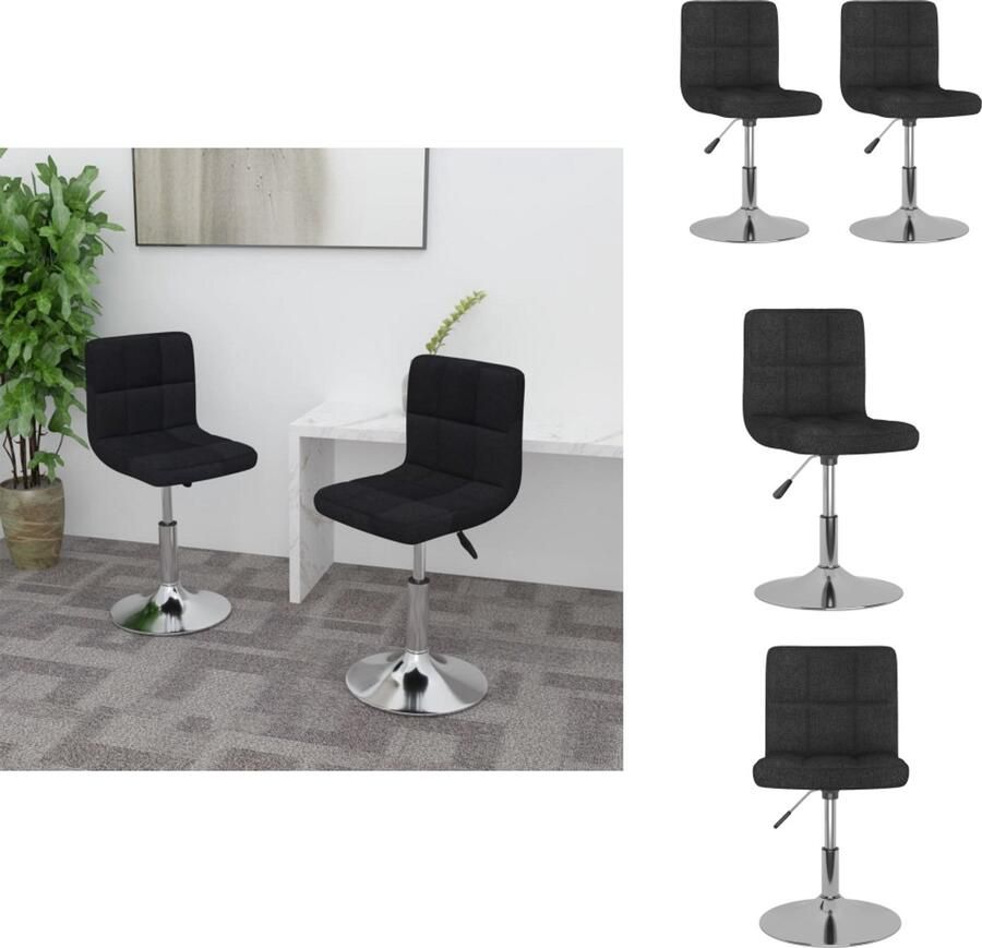 VidaXL Eetkamerstoel Eetkamerstoelen Dinerstoel Dinerstoelen Eetkamerstoelen draaibaar 2 st stof zwart