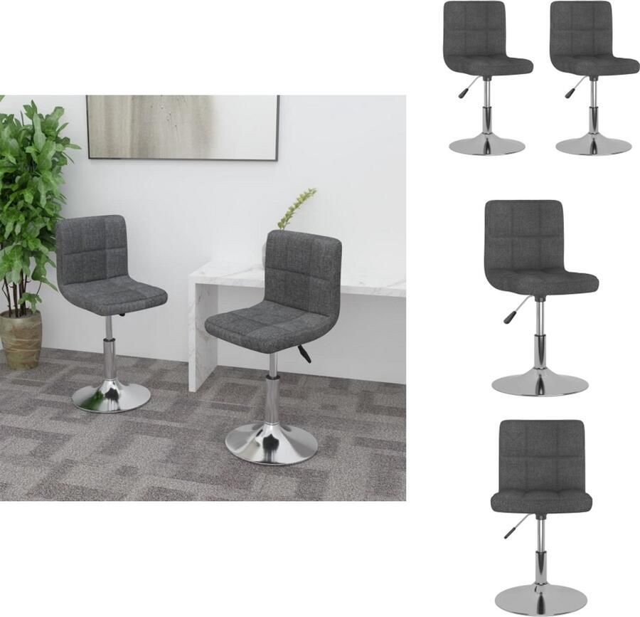 VidaXL Eetkamerstoel Eetkamerstoelen Dinerstoel Dinerstoelen Eetkamerstoelen draaibaar 2 st stof donkergrijs