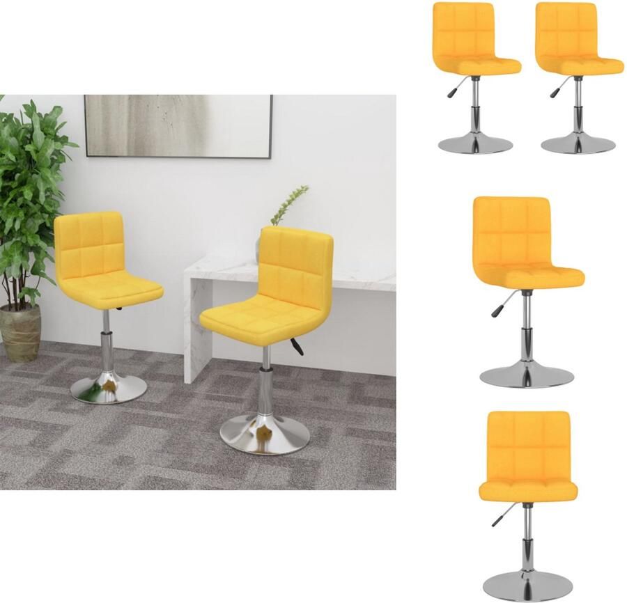 VidaXL Eetkamerstoel Eetkamerstoelen Dinerstoel Dinerstoelen Eetkamerstoelen draaibaar 2 st stof geel