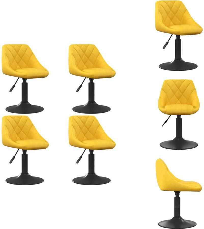 VidaXL Eetkamerstoel Eetkamerstoelen Dinerstoel Dinerstoelen Eetkamerstoelen draaibaar 4 st fluweel mosterdgeel