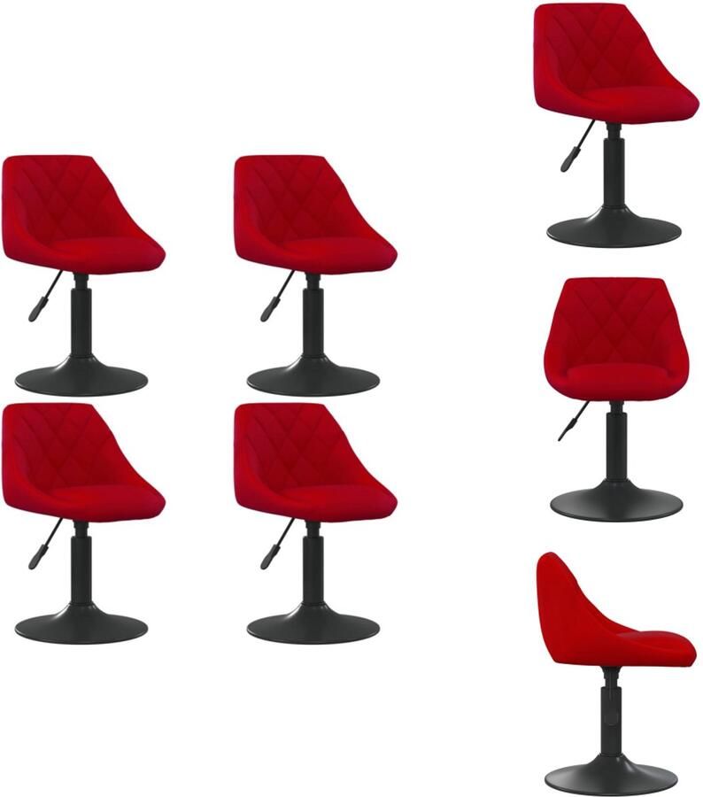 VidaXL Eetkamerstoel Eetkamerstoelen Dinerstoel Dinerstoelen Eetkamerstoelen draaibaar 4 st fluweel wijnrood