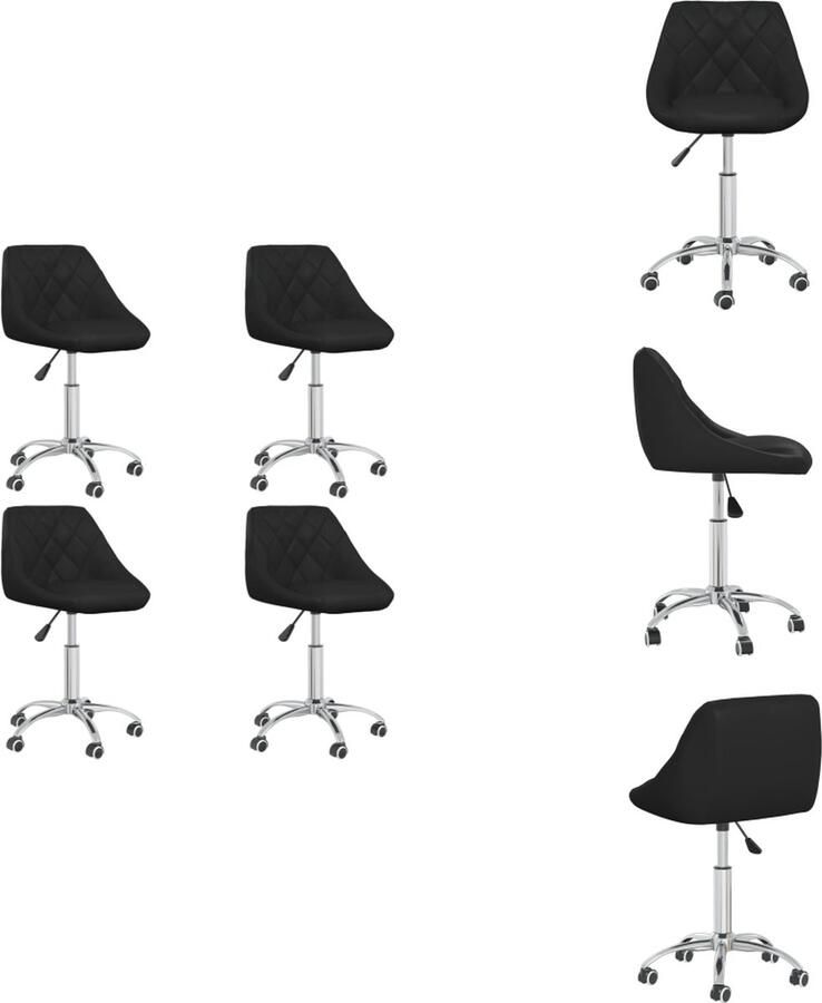 VidaXL Eetkamerstoel Eetkamerstoelen Dinerstoel Dinerstoelen Eetkamerstoelen draaibaar 4 st kunstleer zwart