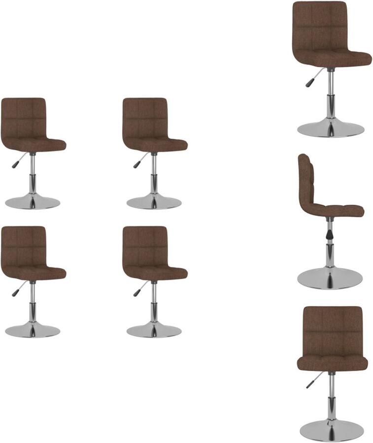 VidaXL Eetkamerstoel Eetkamerstoelen Dinerstoel Dinerstoelen Eetkamerstoelen draaibaar 4 st stof bruin