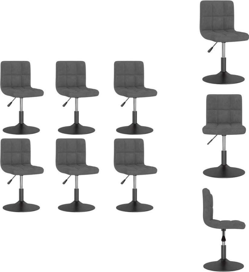 VidaXL Eetkamerstoel Eetkamerstoelen Dinerstoel Dinerstoelen Eetkamerstoelen draaibaar 6 st fluweel donkergrijs - Foto 2