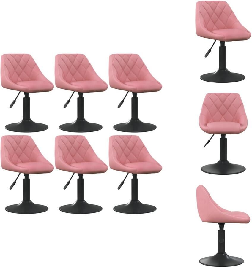VidaXL Eetkamerstoel Eetkamerstoelen Dinerstoel Dinerstoelen Eetkamerstoelen draaibaar 6 st fluweel roze
