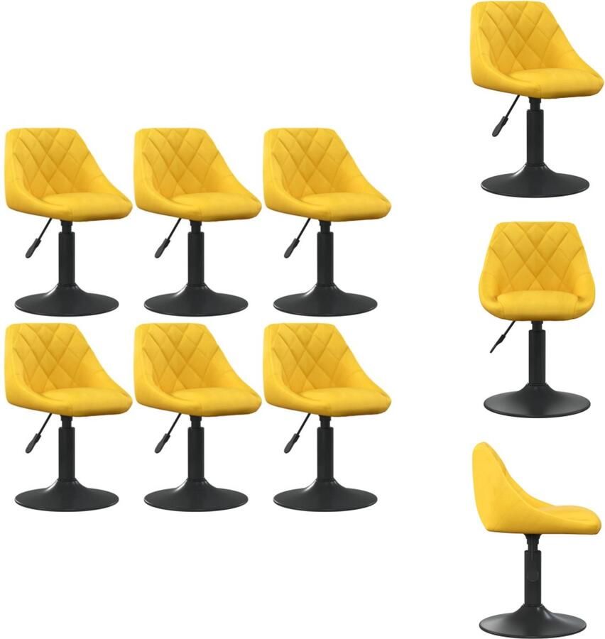 VidaXL Eetkamerstoel Eetkamerstoelen Dinerstoel Dinerstoelen Eetkamerstoelen draaibaar 6 st fluweel mosterdgeel