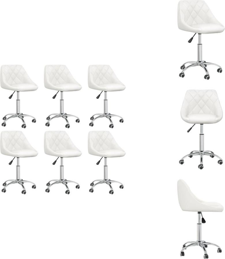 VidaXL Eetkamerstoel Eetkamerstoelen Dinerstoel Dinerstoelen Eetkamerstoelen draaibaar 6 st kunstleer wit