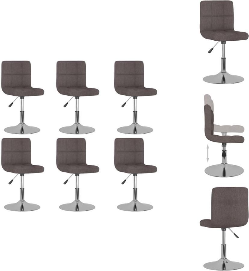 VidaXL Eetkamerstoel Eetkamerstoelen Dinerstoel Dinerstoelen Eetkamerstoelen draaibaar 6 st stof taupe