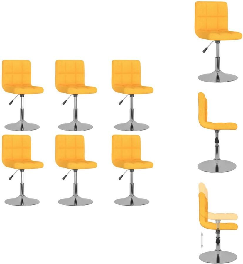 VidaXL Eetkamerstoel Eetkamerstoelen Dinerstoel Dinerstoelen Eetkamerstoelen draaibaar 6 st stof geel