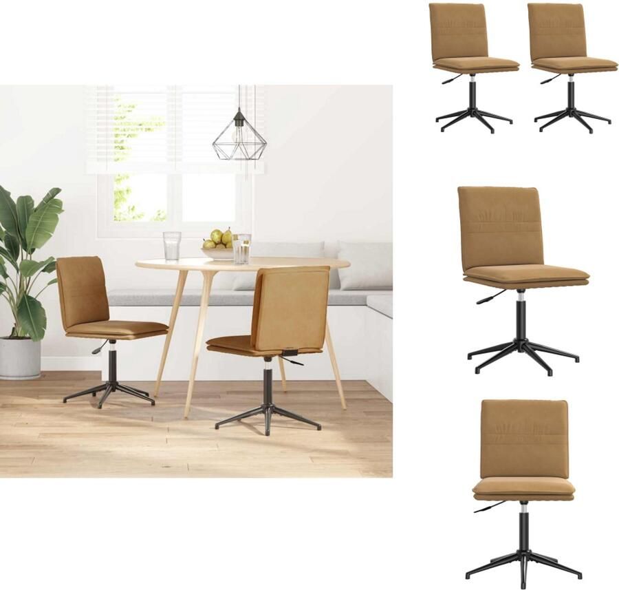 VidaXL Eetkamerstoel Eetkamerstoelen Dinerstoel Stoel Eetkamerstoelen 2 st fluweel bruin