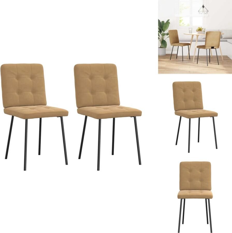 VidaXL Eetkamerstoel Eetkamerstoelen Dinerstoel Stoel Eetkamerstoelen 2 st fluweel bruin